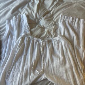 White linen pants